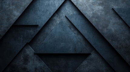 Abstract Dark Geometric Background: Triangles and Lines in Deep Blue Hues