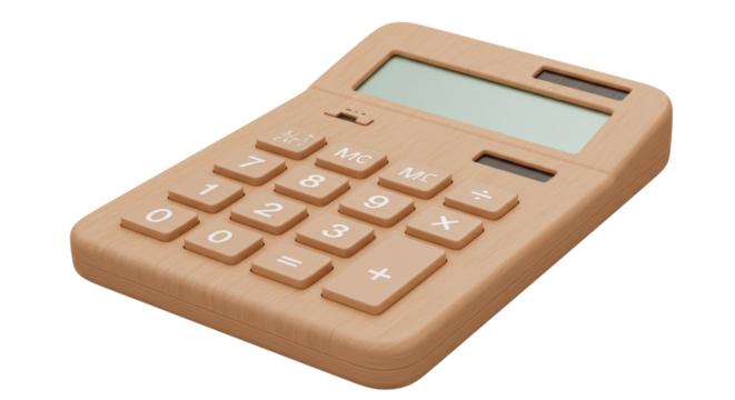Isolated Wooden Calculator Simple and Natural Design