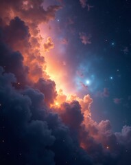 Obraz premium a breathtaking scene of the night sky and clouds, with a mesmerizing display of stars and colorful hues