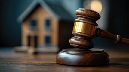 Legal Dispute: Gavel and House Model