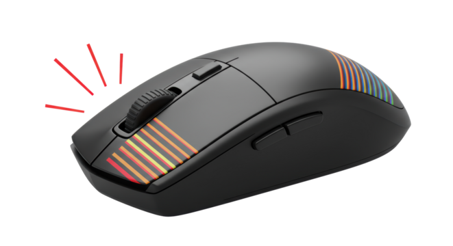 Isolated Gaming Mouse Modern Design with Scroll Wheel Highlighted