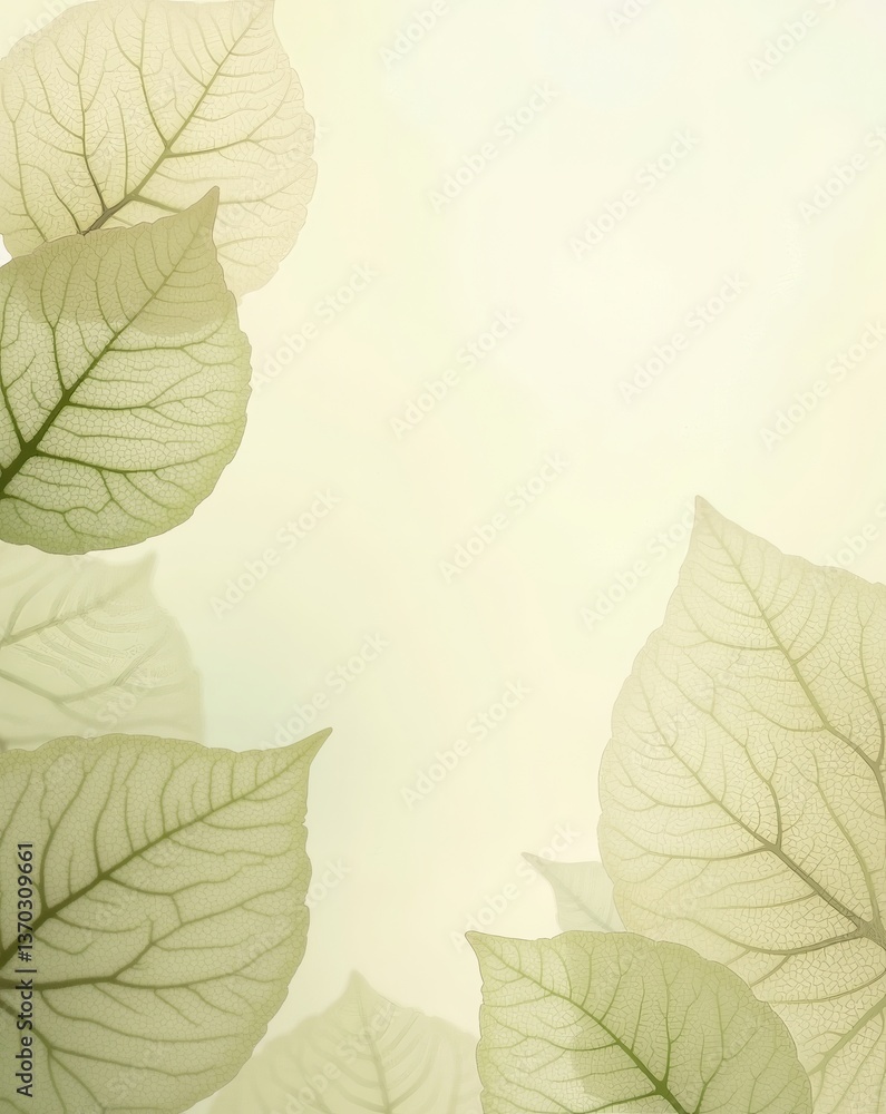 Poster a delicate illustration of leaves. leaves with transparent detail create an elegant composition, per