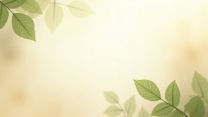 Obraz premium Delicate green leaves gracefully framing a soft, blurred background. They are bathed in gentle light, with the focus on the subtle details of nature