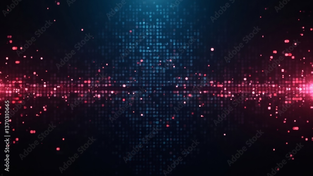 Poster abstract digital data in red and blue, illustrating connection, information, and the digital age. th