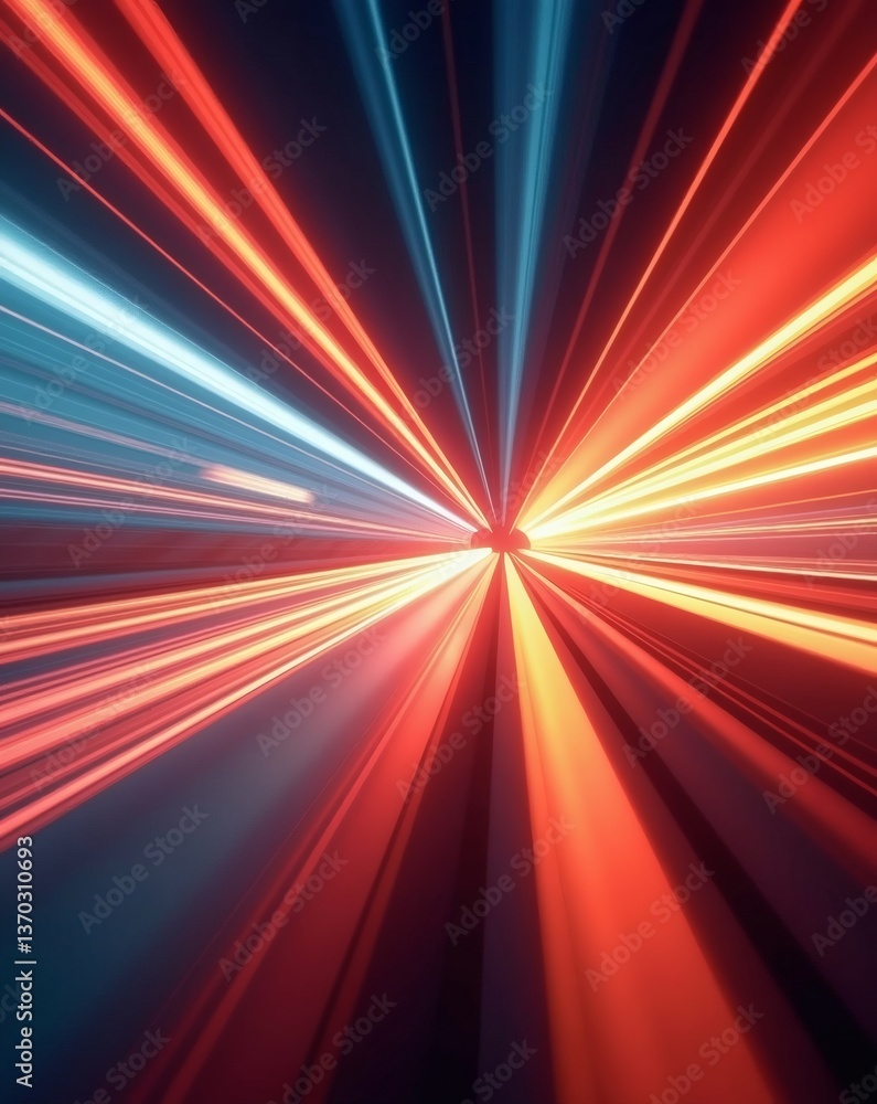 Aufkleber a dynamic display of vibrant light trails emanating from a central point. This abstract image creates a sense of speed and energy with its bright colors and radiating lines.