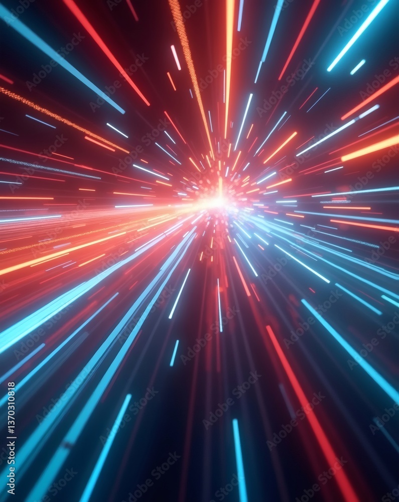 Poster a dynamic abstract image of light trails, creating an illusion of movement, space and energy