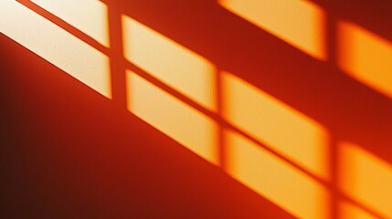 Obraz premium A wall with a window that is casting a shadow on the wall. The shadow is made up of many small squares, creating a pattern that is both interesting and visually appealing. Scene is warm and inviting