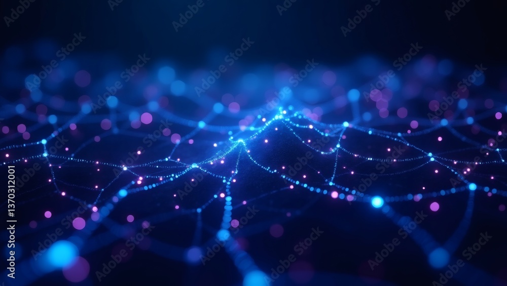 Aufkleber a futuristic abstract network of interconnected points and lines, representing data flow and connectivity in a digital world. The image evokes a sense of technology and innovation