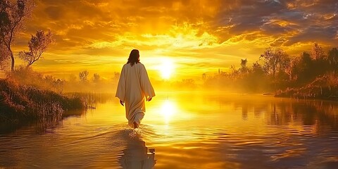 Jesus Walks on Water Sunrise