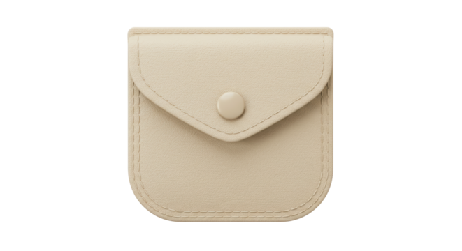 Isolated Beige Leather Coin Purse or Pouch