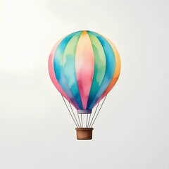 Fototapeta premium Pastel Hot Air Balloon Clipart - Minimalist Floating Flight, Sky Adventure, Travel, Serenity, Vintage Aerial Art - Vector, Sublimation, Cricut, Silhouette, Nursery Decor, Wall Art, Isolated PNG