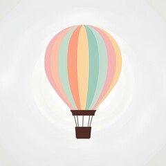 Naklejka premium Pastel Hot Air Balloon Clipart - Minimalist Floating Flight, Sky Adventure, Travel, Serenity, Vintage Aerial Art - Vector, Sublimation, Cricut, Silhouette, Nursery Decor, Wall Art, Isolated PNG