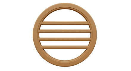 Isolated Round Wooden Vent Grille Design Element