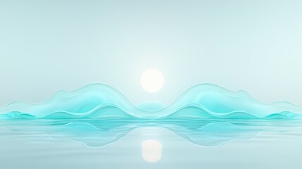 Serene Aqua Landscape: Minimalist Digital Art