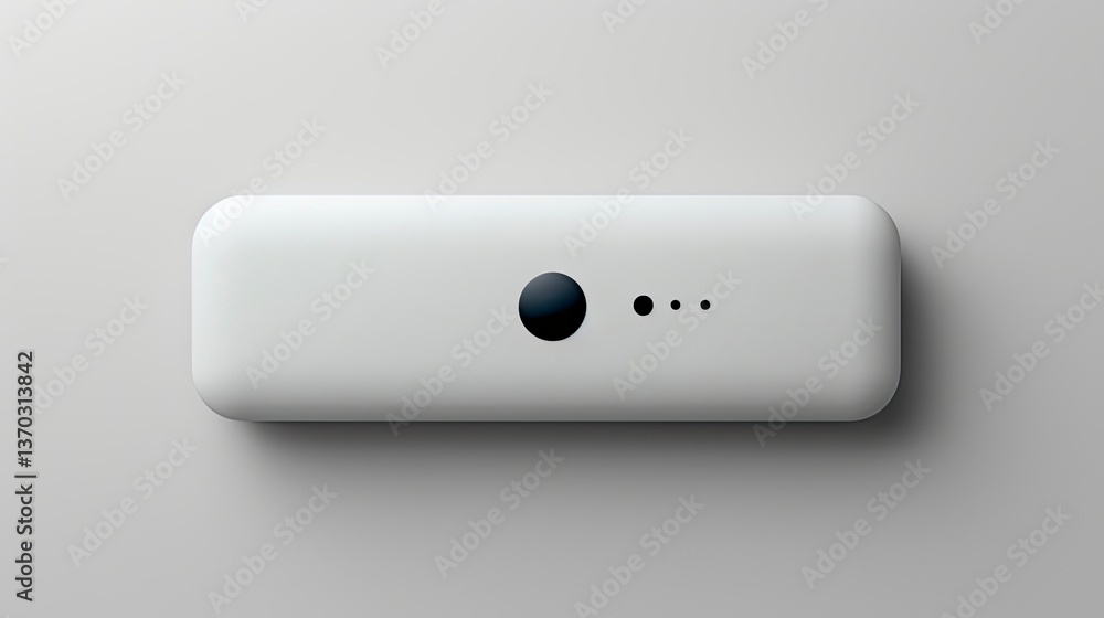 Poster white rectangular device with black circle and dots