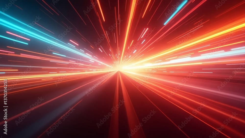 Poster a dynamic visual of speed, motion, and energy. the scene is dominated by streaks of light and the se