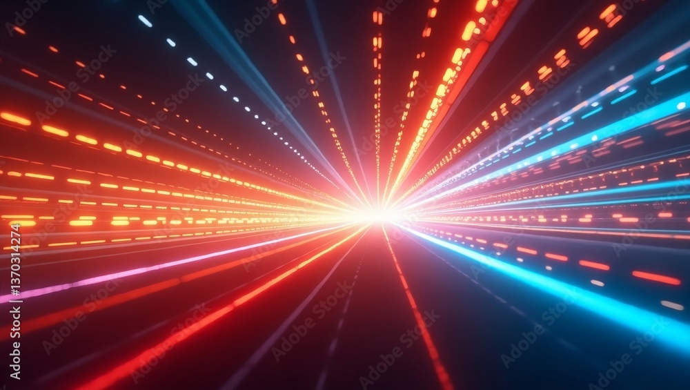 Poster an abstract view of lights burst with red and blue color