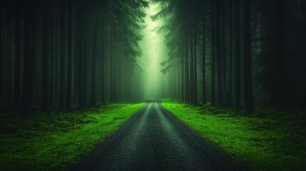 Obraz premium Mystical Forest Path: A Serene Journey Through Emerald Woods
