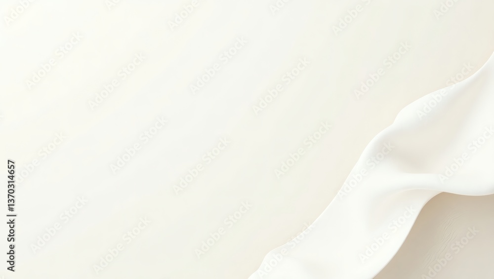 Poster flowing white fabric on a simple background, creating a sense of softness and elegance