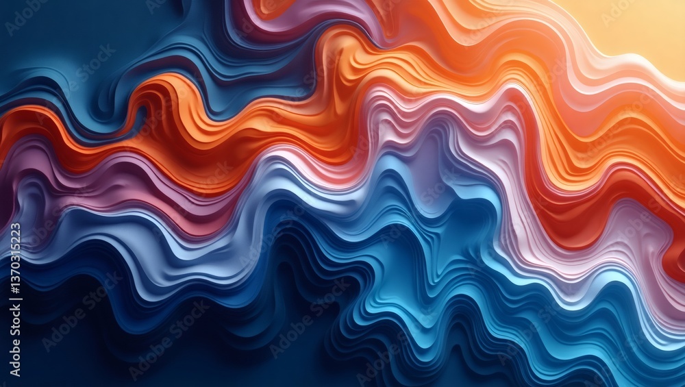 Poster abstract waves of vibrant colors creating a mesmerizing visual effect. The colors blend seamlessly, evoking a sense of movement and energy. The artwork displays fluidity and artistic expression
