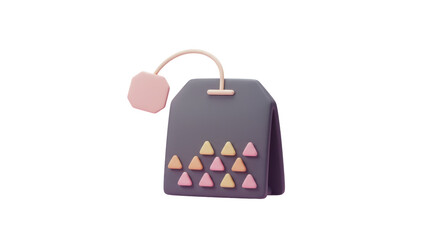 Isolated Tea Bag with Triangle Pattern, Hot Beverage