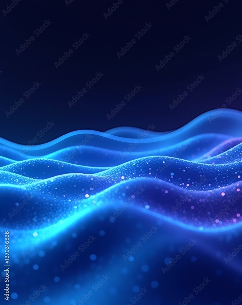 Poster Abstract wavy pattern with vibrant blue and purple colors. A visually appealing design with a sense of depth and motion, perfect for digital and design applications