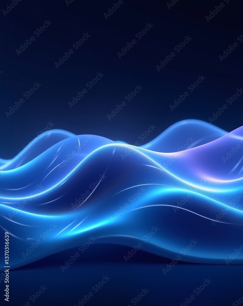 Aufkleber Abstract illustration of luminous blue waves creating a stunning visual effect. The dynamic curves and vibrant colors evoke a sense of movement and energy