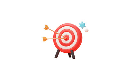 Isolated Red and White Target with Arrows Hitting the Bulls-eye