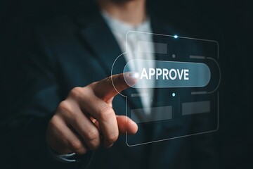 Digital Approval Process: Businessperson Approving Transaction
