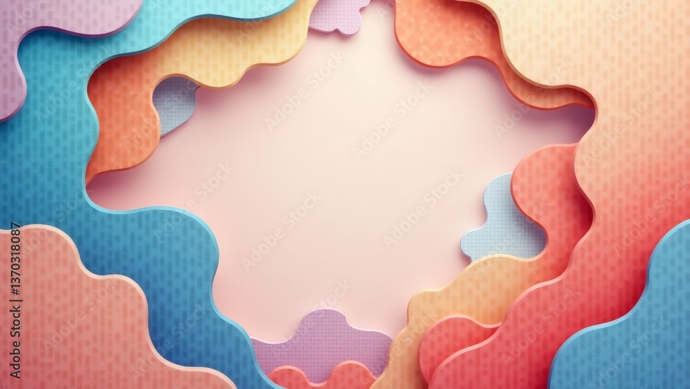 Poster a vibrant, colorful abstract design with layered paper cutouts. the design features a spectrum of hu