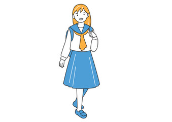 リュックを背負ったセーラー服の女子生徒