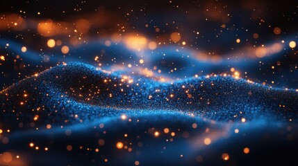 Obraz premium Abstract Blue and Orange Glittering Waves