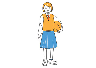 バスケットボールを持った女子生徒