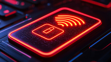A vibrant, illuminated security icon featuring a lock and Wi-Fi symbol, emphasizing digital safety and connectivity.