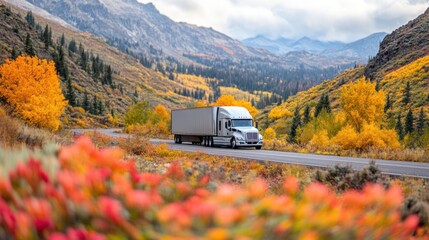 Autumnal Truck Journey: A Majestic Mountain Road Trip