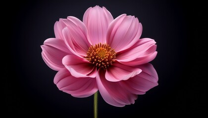 pink dahlia isolated on black