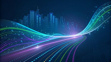 Obraz premium Skyline Circuitry: Tech-Infused City