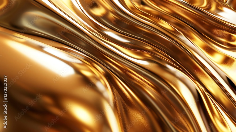Poster golden waves. 3d rendering of a seamless looping animation of golden waves.