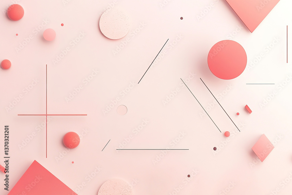 Poster geometric shapes and soft colors create an abstract artistic design
