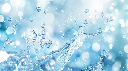 Clean and Minimal Songkran-Themed Composition Featuring Soft Water Splash Effect in Pastel Blue Tones