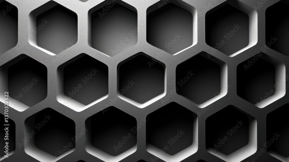 Aufkleber abstract hexagonal pattern: a study in grey and black