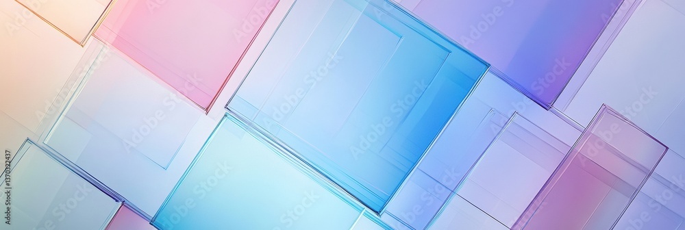 Aufkleber Clean geometric design featuring overlapping translucent squares in pastel gradients creating a sophisticated abstract elegance