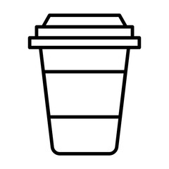 Illustration of a black coffee cup icon on a white background