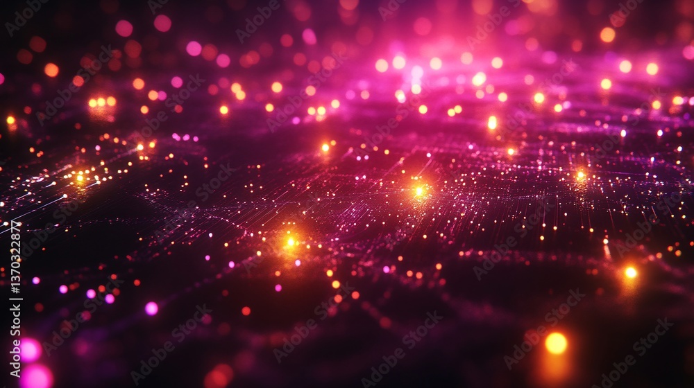 Aufkleber a vibrant high-speed data network concept featuring glowing interconnected nodes