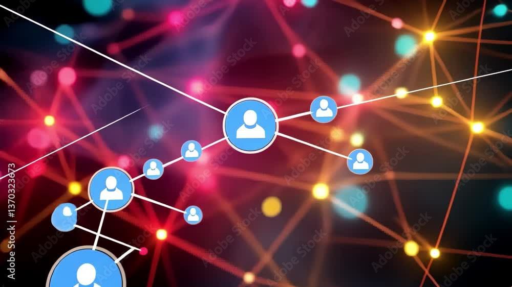 Poster a mesmerizing display of bright, interconnected lights emerges against a dark background, creating a