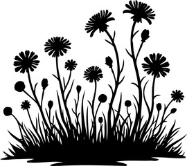 Obraz premium Floral Silhouette Meadow Illustration Vector Art