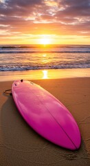 Pink Surfboard at Sunrise Beach