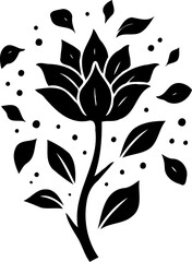 Monochrome Floral Silhouette with Scattered Dot