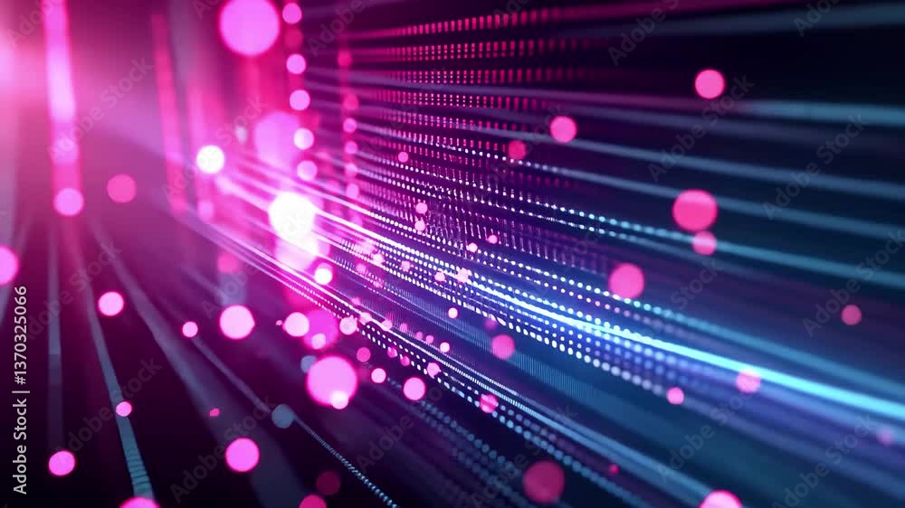 Poster a vivid display of colorful dots and flowing lines creates an abstract representation of digital inf