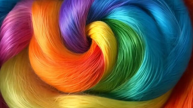 Vibrant Rainbow Yarn Swirl: A Colorful Textile Tapestry